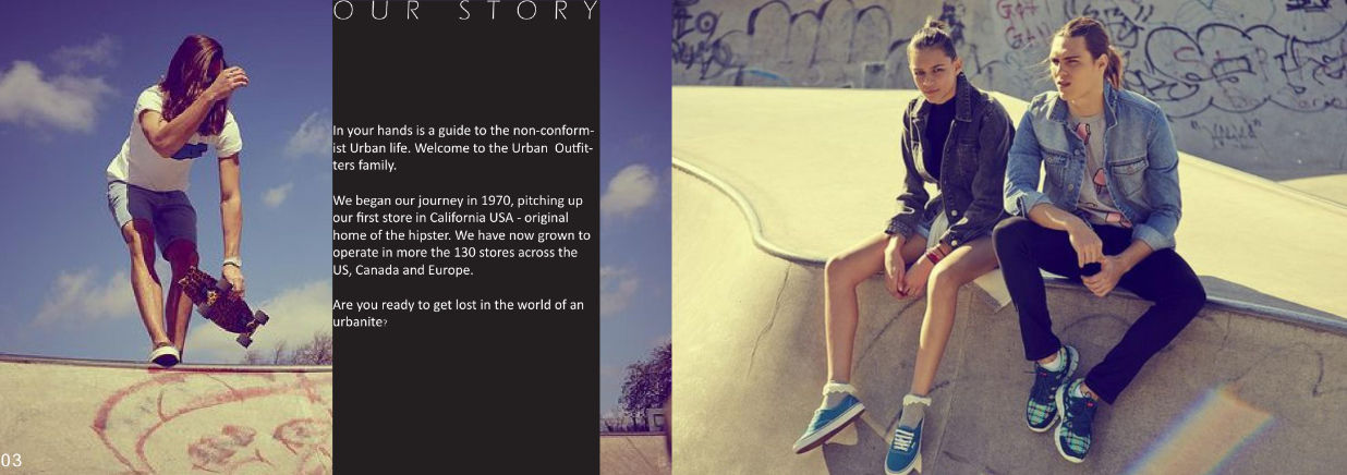 Screen featuring two images and text representing Urban Outfitters.